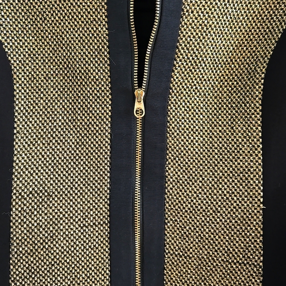 Ted Baker Womans Black & Gold Glitter Thread Fitted Jacket - Picture 2 of 9